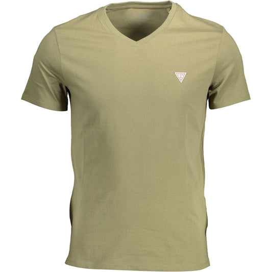 Guess Jeans Slim Fit V-Neck Organic Tee in Green slim-fit-v-neck-organic-tee-in-green