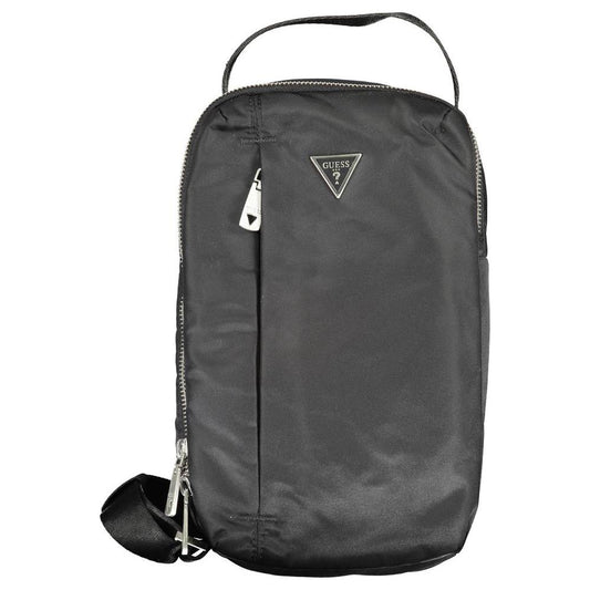 Sleek Black Shoulder Bag with Logo Detail
