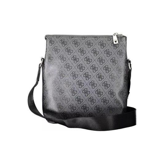 Sleek Black Shoulder Bag with Contrasting Details
