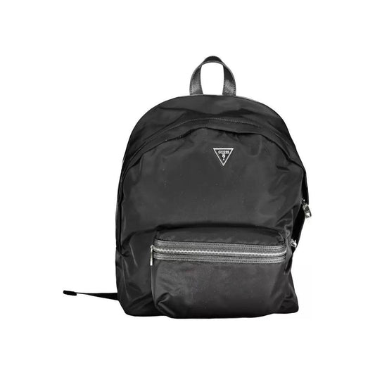 Guess Jeans Sleek Black Nylon Backpack with Laptop Compartment sleek-black-nylon-backpack-with-laptop-compartment