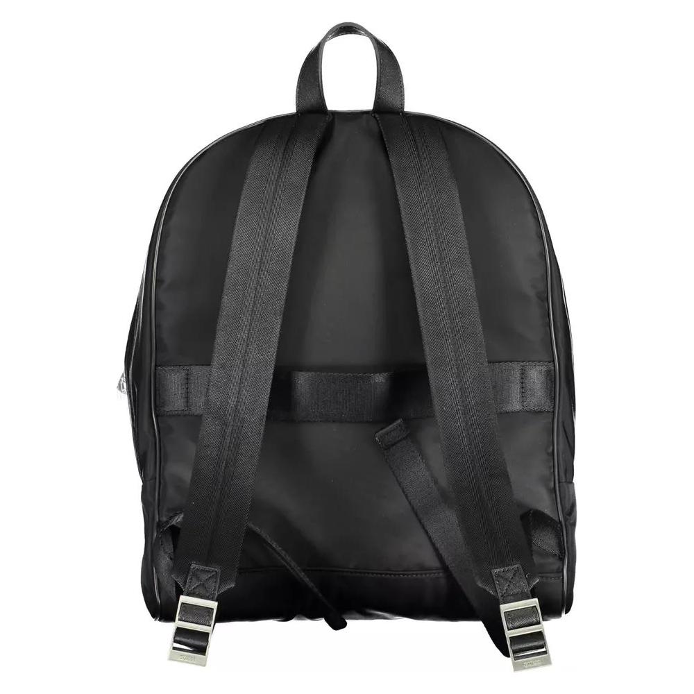 Guess Jeans | Sleek Black Nylon Backpack with Laptop Compartment| McRichard Designer Brands   