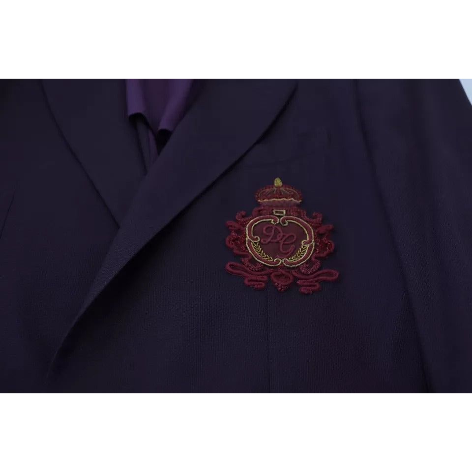 Dolce & Gabbana Purple Logo Single Breasted Wool Blazer purple-logo-single-breasted-wool-blazer