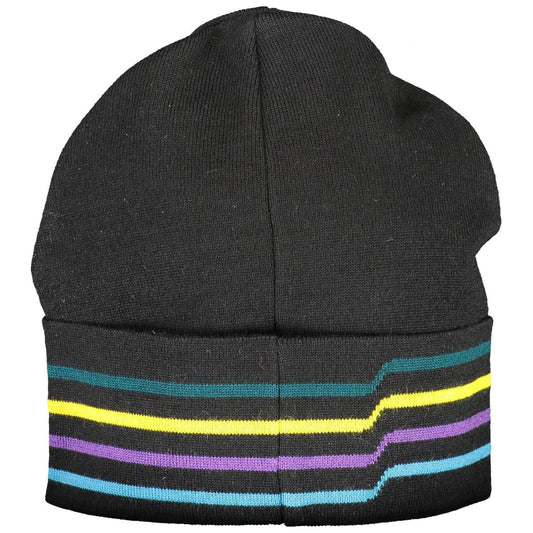 Harmont & Blaine | Sleek Black Wool Blend Cap with Embroidery| McRichard Designer Brands   