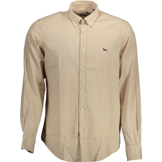 Harmont & Blaine Chic Beige Cotton Shirt with Contrast Details chic-beige-cotton-shirt-with-contrast-details