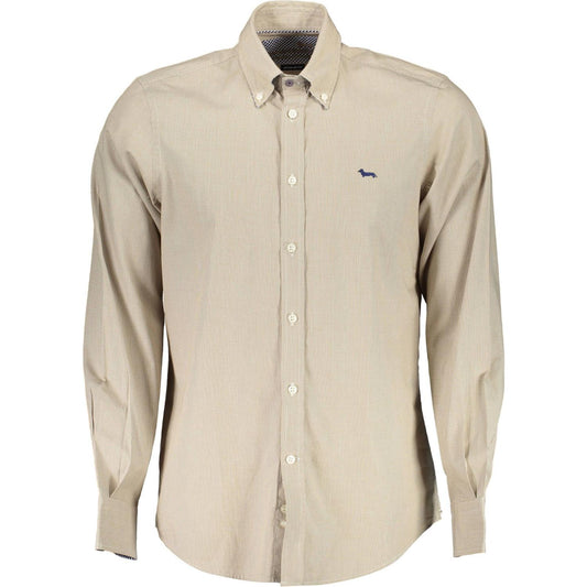 Harmont & Blaine | Elegant Beige Organic Cotton Shirt| McRichard Designer Brands   