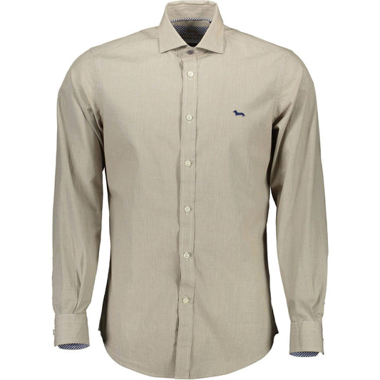 Harmont & Blaine | Elegant Beige Narrow Fit Cotton Shirt| McRichard Designer Brands   