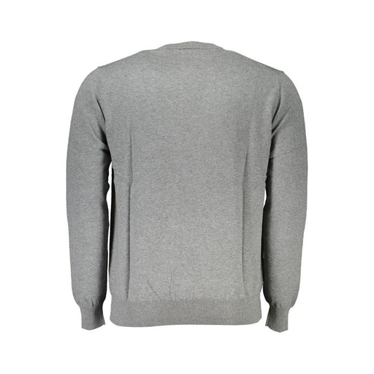 Chic Gray Crew Neck Cotton Blend Sweater