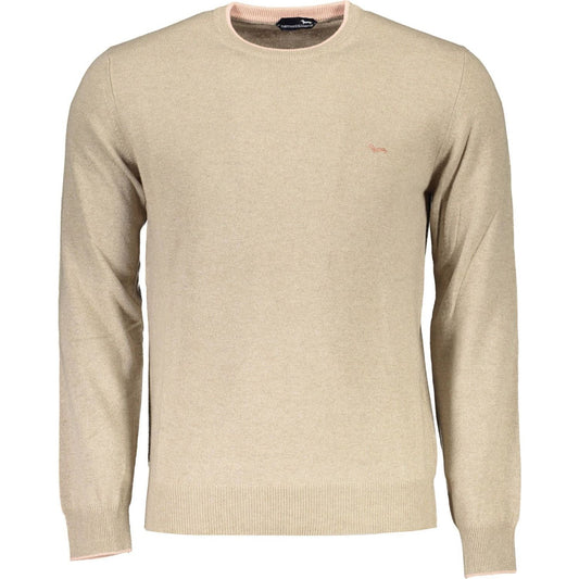 Harmont & Blaine | Elegant Beige Crew Neck Sweater with Embroidery| McRichard Designer Brands   