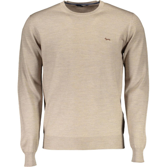 Harmont & Blaine Beige Wool Crew Neck Luxury Sweater beige-wool-crew-neck-luxury-sweater