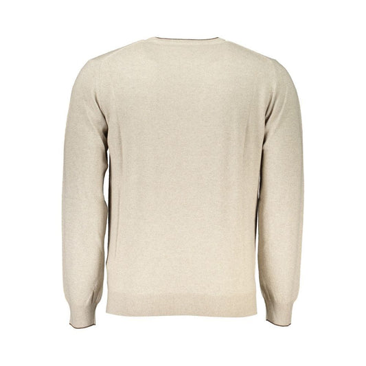 Harmont & Blaine | Beige Crew Neck Luxury Sweater with Embroidery| McRichard Designer Brands   