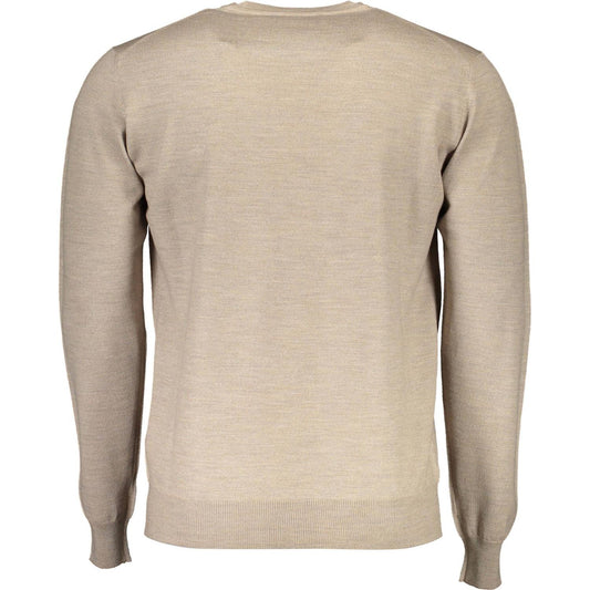Harmont & Blaine Beige Wool Crew Neck Luxury Sweater beige-wool-crew-neck-luxury-sweater
