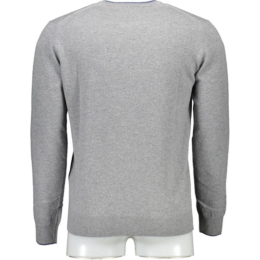 Harmont & Blaine | Elegant Gray Sweater with Contrasting Accents| McRichard Designer Brands   