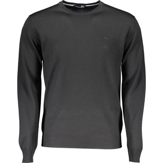 Harmont & Blaine | Elegant Crew Neck Wool Sweater in Black| McRichard Designer Brands   