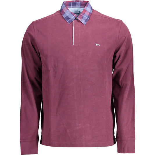Elegant Long-Sleeved Purple Polo with Contrasting Details