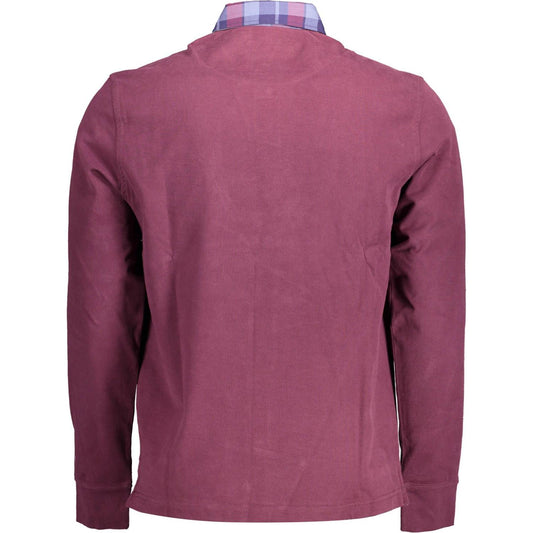 Harmont & Blaine | Elegant Long-Sleeved Purple Polo with Contrasting Details| McRichard Designer Brands   