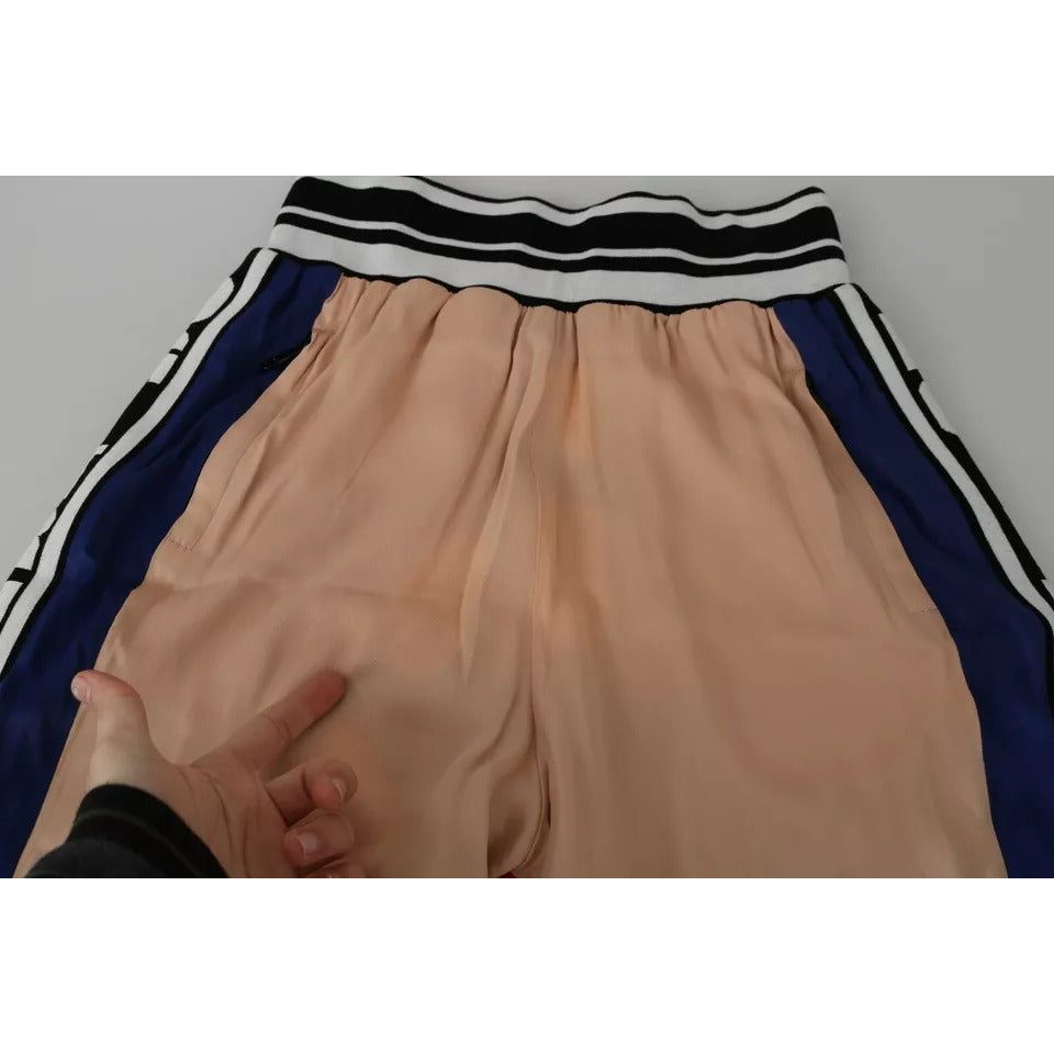 Dolce & Gabbana Pink Blue High Waist Casual Sweatshorts Shorts pink-blue-high-waist-casual-sweatshorts-shorts