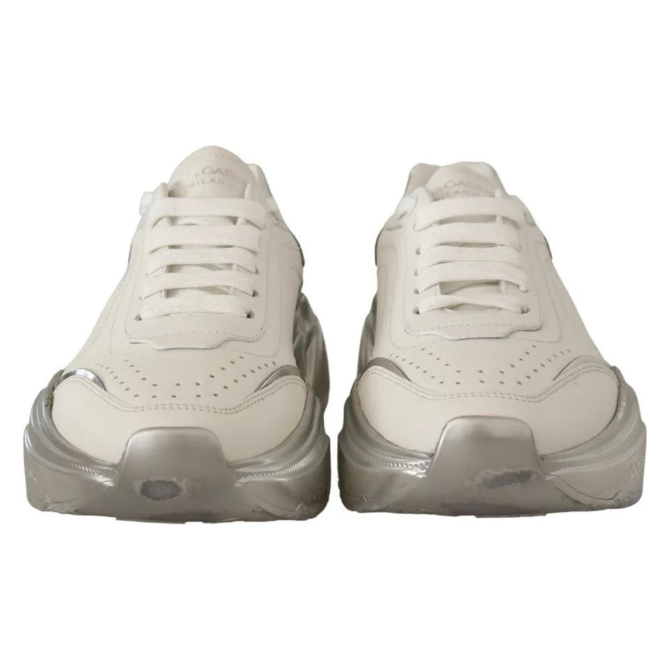 White Silver Leather Daymaster Women Sneakers Shoes