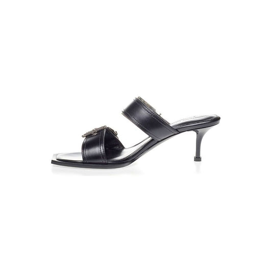 Alexander McQueen Elevate Your Steps in Timeless Black Leather Sandals elegant-leather-stiletto-sandals