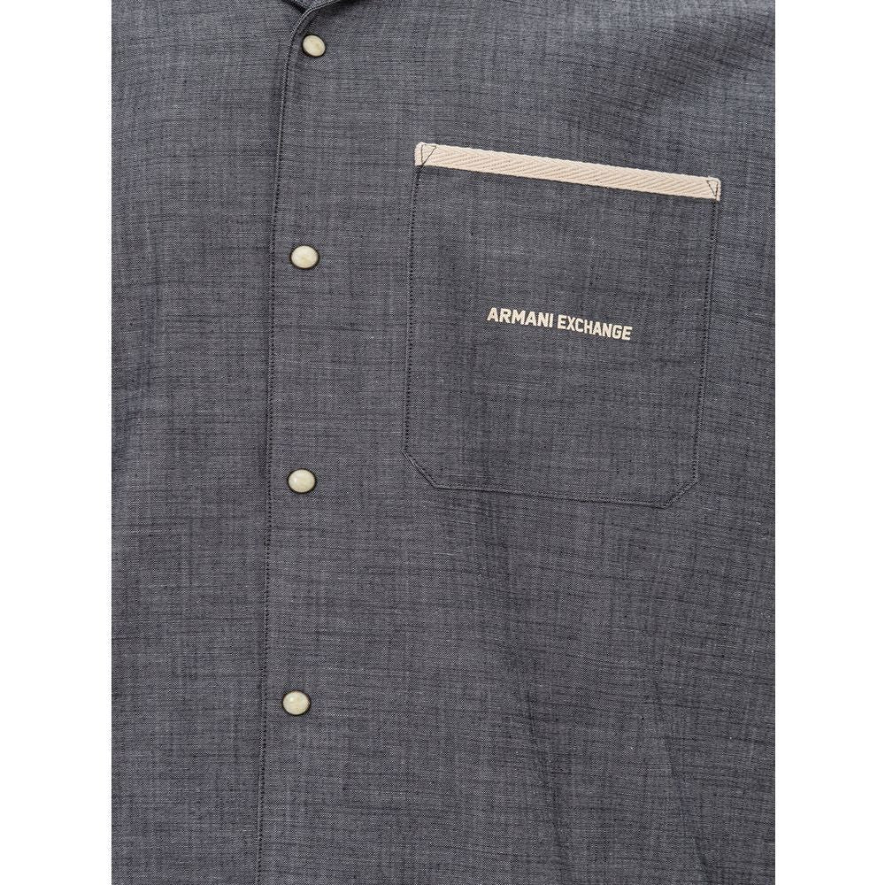 Armani Exchange Sleek Cotton Blue Shirt for Men sleek-blue-cotton-shirt-for-men