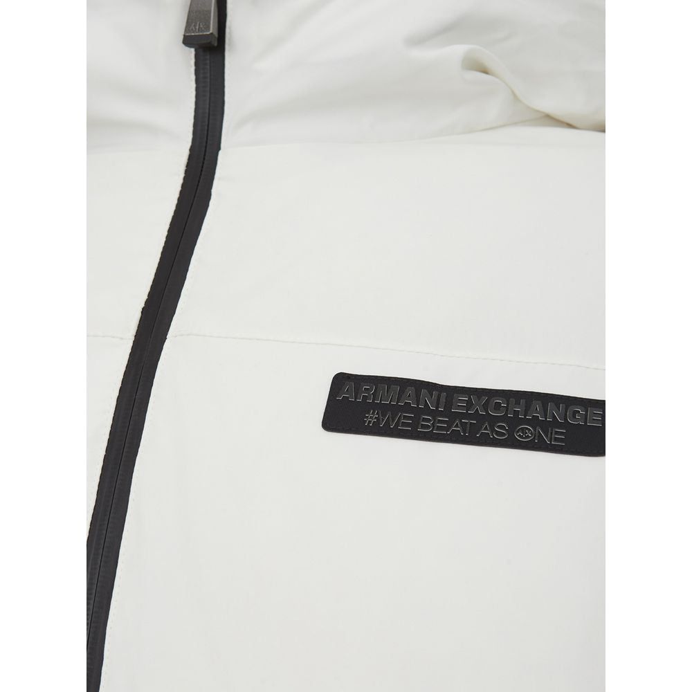 Armani Exchange Elegant White Designer Jacket for Sophisticated Men sleek-polyester-white-jacket-for-men