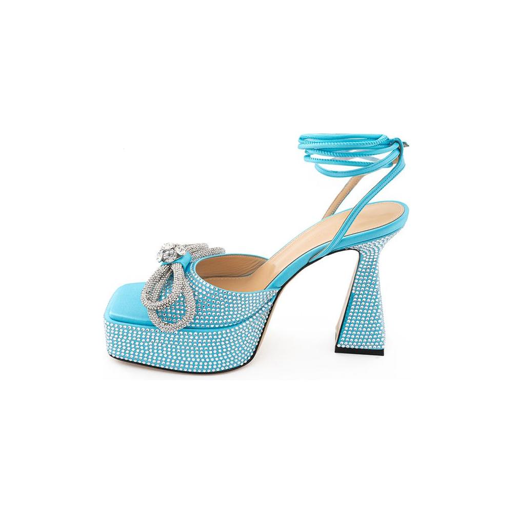 Light Blue Leather Platforms & Wedge