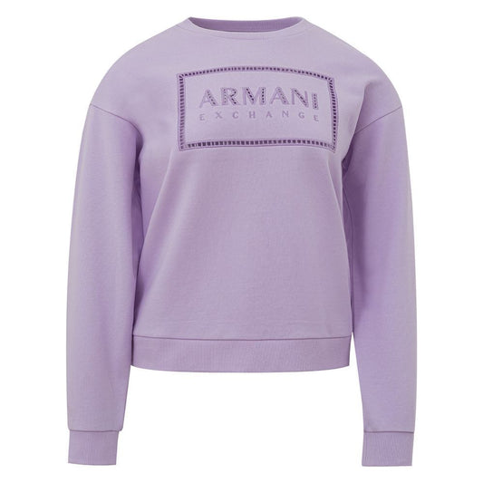 Armani Exchange Chic Purple Cotton Sweater for Women elegant-purple-cotton-knit-sweater
