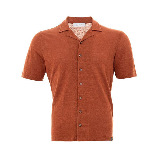 Gran Sasso Elegant Linen Brown Men's Shirt for Sophisticated Style elegant-linen-brown-mens-shirt-for-sophisticated-style