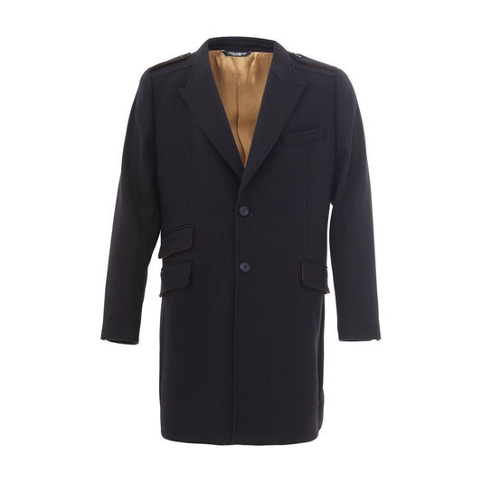 Dolce & Gabbana Elegant Woolen Charm - Men's Luxury Blue Jacket elegant-woolen-charm-mens-luxury-blue-jacket