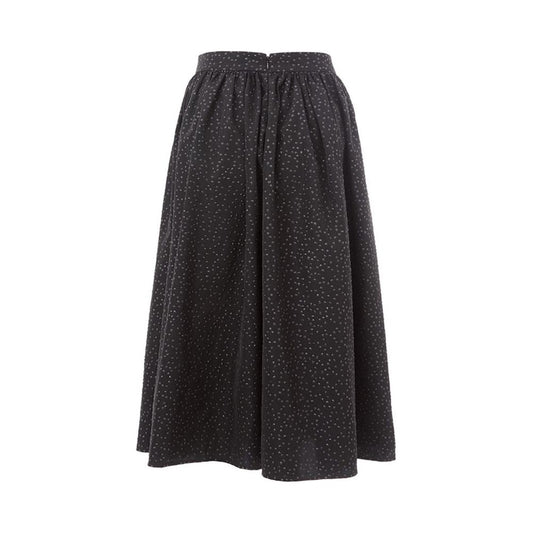 Elegant Black Polyethylene Midi Skirt