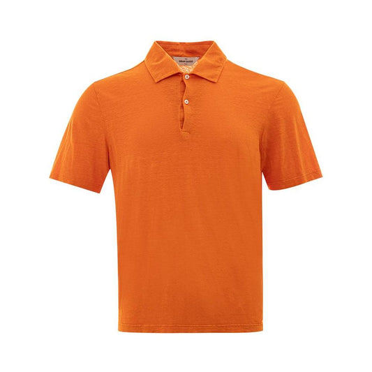 Gran Sasso Svelte Orange Linen Polo Shirt for the Modern Gentleman svelte-orange-linen-polo-shirt-for-the-modern-gentleman