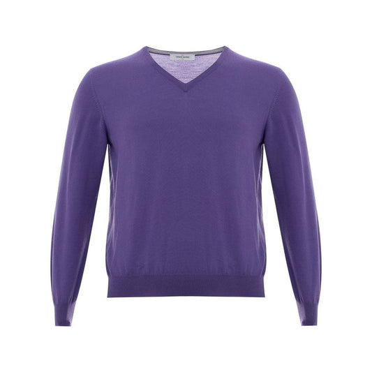 Gran Sasso Elegant Purple Wool Sweater for Discerning Men elegant-purple-wool-sweater-for-men