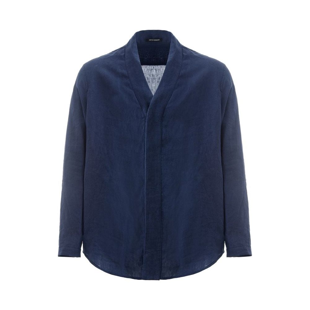 Emporio Armani Elegant Blue Linen Men's Jacket elegant-blue-linen-jacket-timeless-mens-fashion