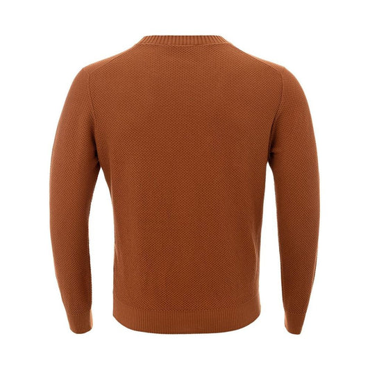 Elegant Cotton Crewneck Sweater in Rich Brown