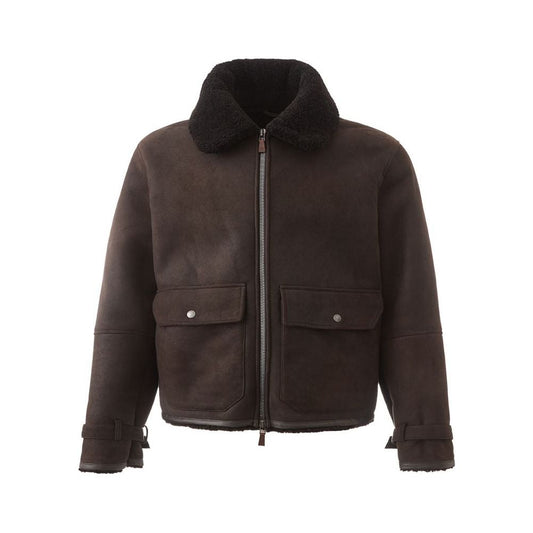 Lardini Elegant Montone Leather Brown Jacket elegant-brown-montone-leather-jacket