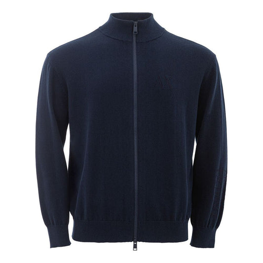 Armani Exchange Blue Cotton Sweater elegant-blue-cotton-sweater-for-men
