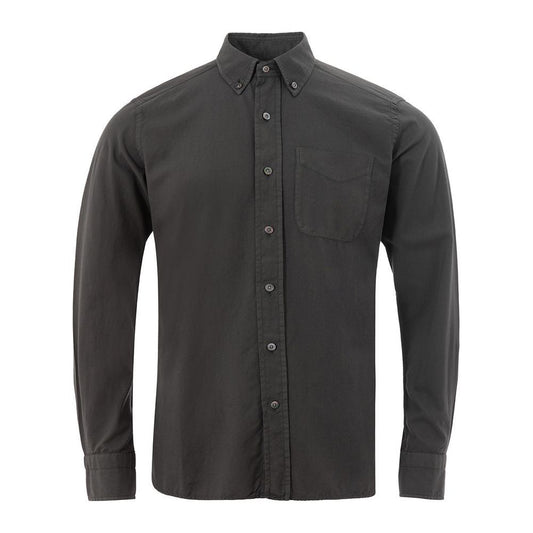 Tom Ford Elegant Gray Cotton Shirt for Men chic-gray-cotton-shirt-for-sophisticated-style
