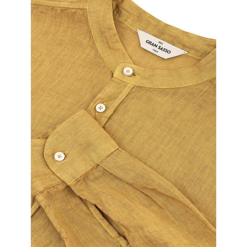 Gran Sasso Gold Linen Elegance Men's Shirt golden-linen-luxury-shirt
