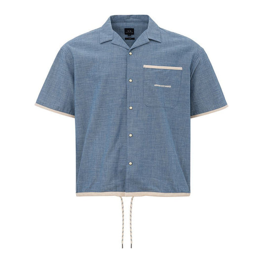 Armani Exchange Sleek Light Blue Cotton Men's Shirt sleek-light-blue-cotton-mens-shirt