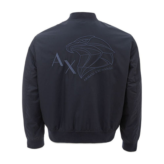 Armani Exchange Elevate Your Style in a Chic Blue Polyester Jacket elevate-your-style-in-a-chic-blue-polyester-jacket