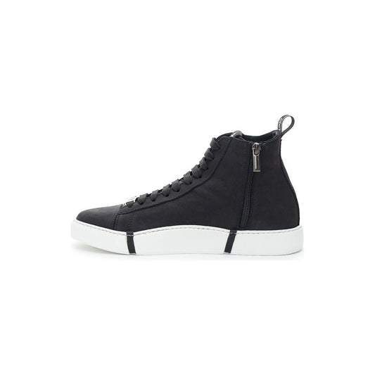 Roberto Cavalli Elegant Suede Sneakers in Chic Black sleek-black-scamosciata-sneakers
