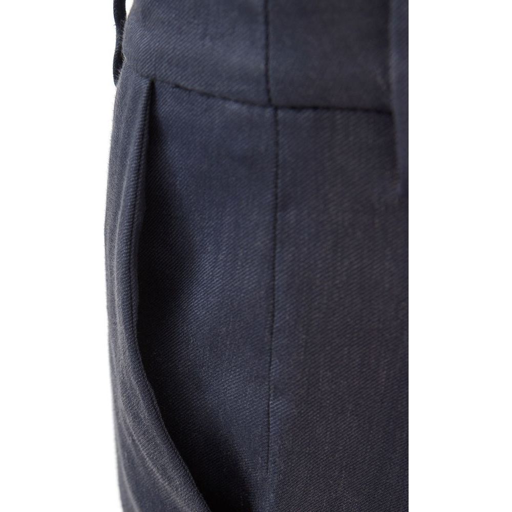 Lardini Chic Blue Linen Trousers elegant-blue-linen-tailored-trousers