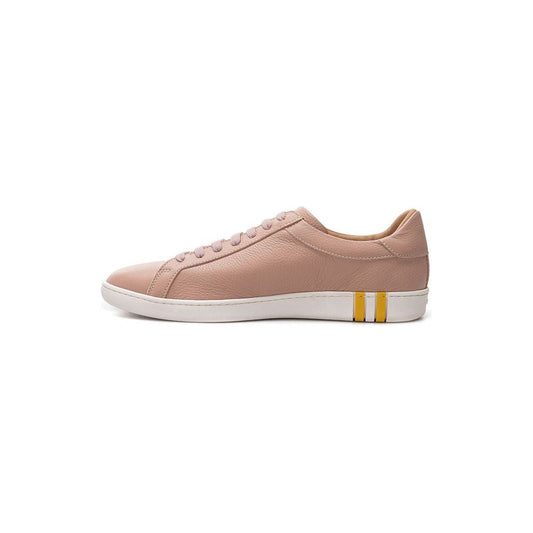 Elegant Pink Cotton Leather Sneakers