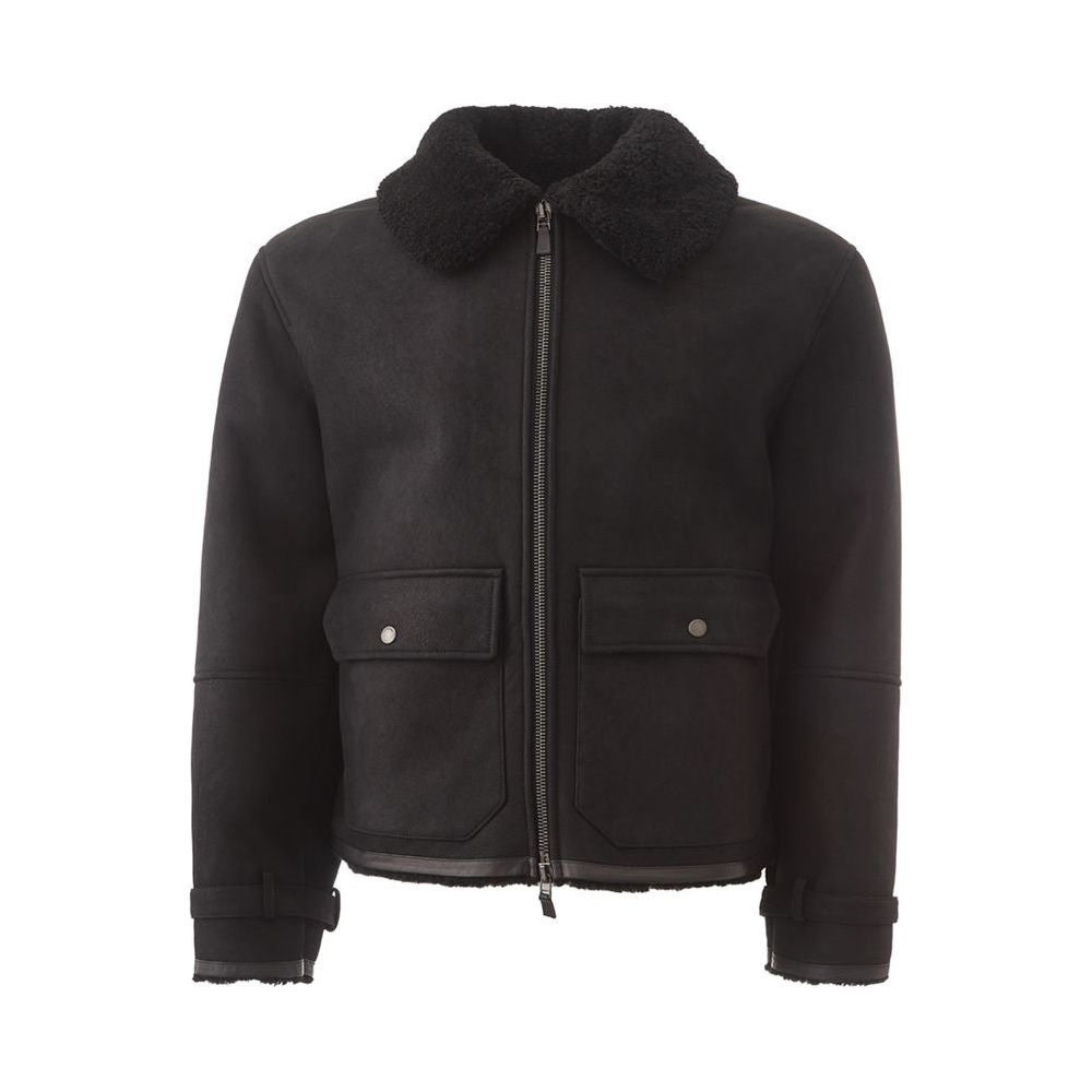 Lardini Elegant Black Montone Leather Jacket elegant-montone-leather-jacket-in-black