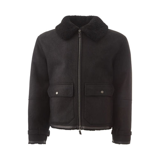 Lardini Elegant Black Montone Leather Jacket elegant-montone-leather-jacket-in-black
