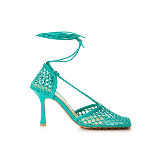 Emerald Elegance 棉质皮革凉鞋