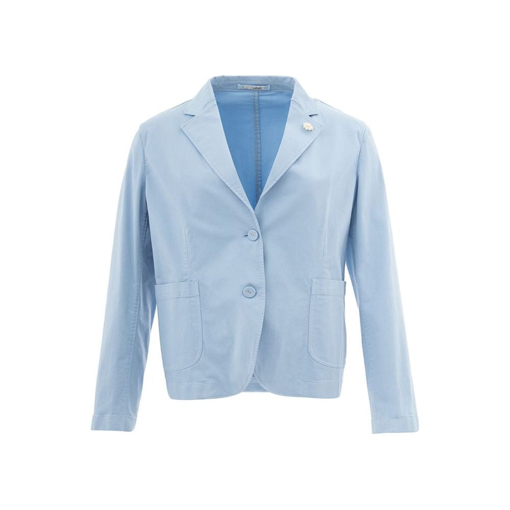 Lardini Elegant Turquoise Cotton Jacket elegant-turquoise-cotton-jacket-for-women