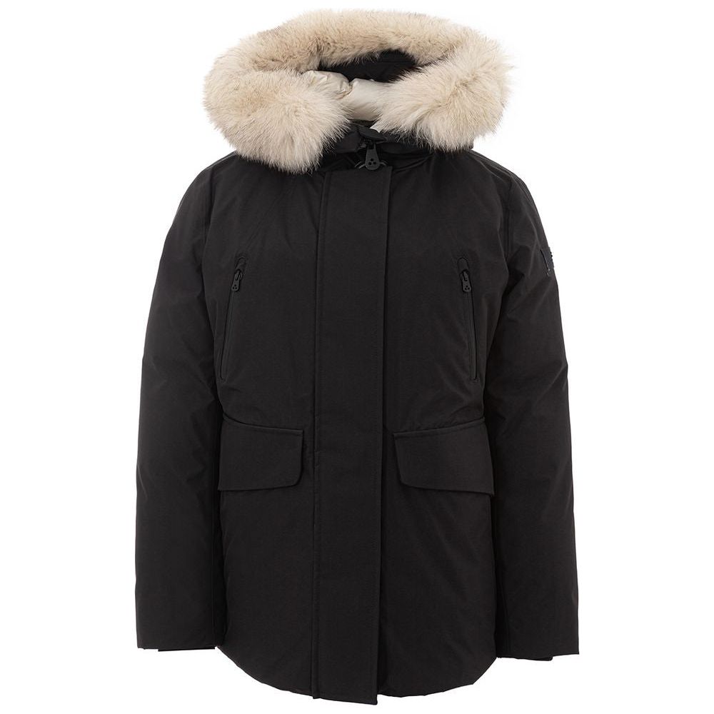 Peuterey Sleek Polyamide Black Jacket for the Modern Woman elegant-black-polyamide-coat-for-stylish-women