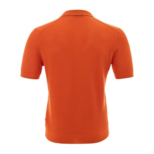 Italian Cotton Orange Polo Shirt for Men