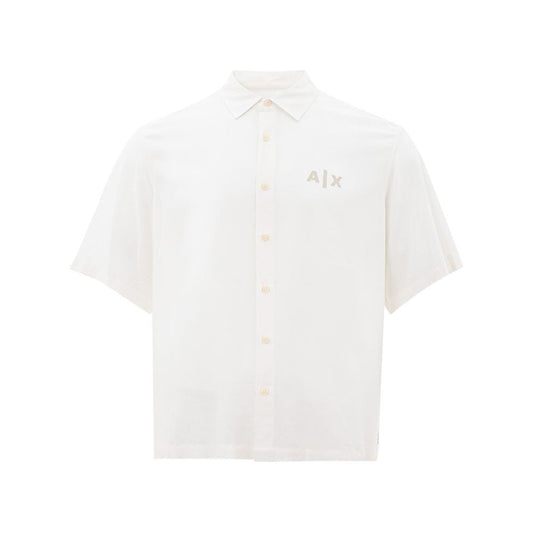 Armani Exchange Elegant White Viscose Shirt for Men elegant-white-viscose-mens-shirt