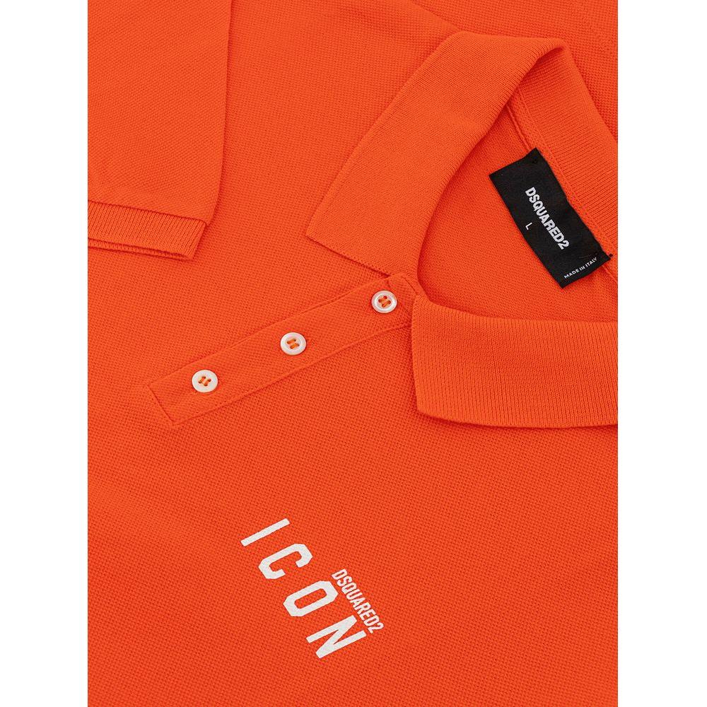Vibrant Orange Cotton Polo Shirt for Men